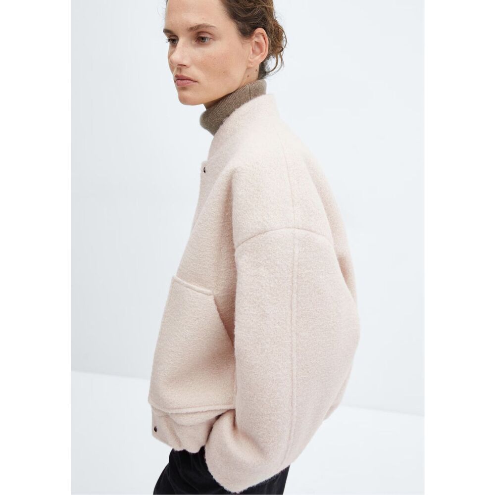 Mango Ecru Oversized Bomber Jacket size M
